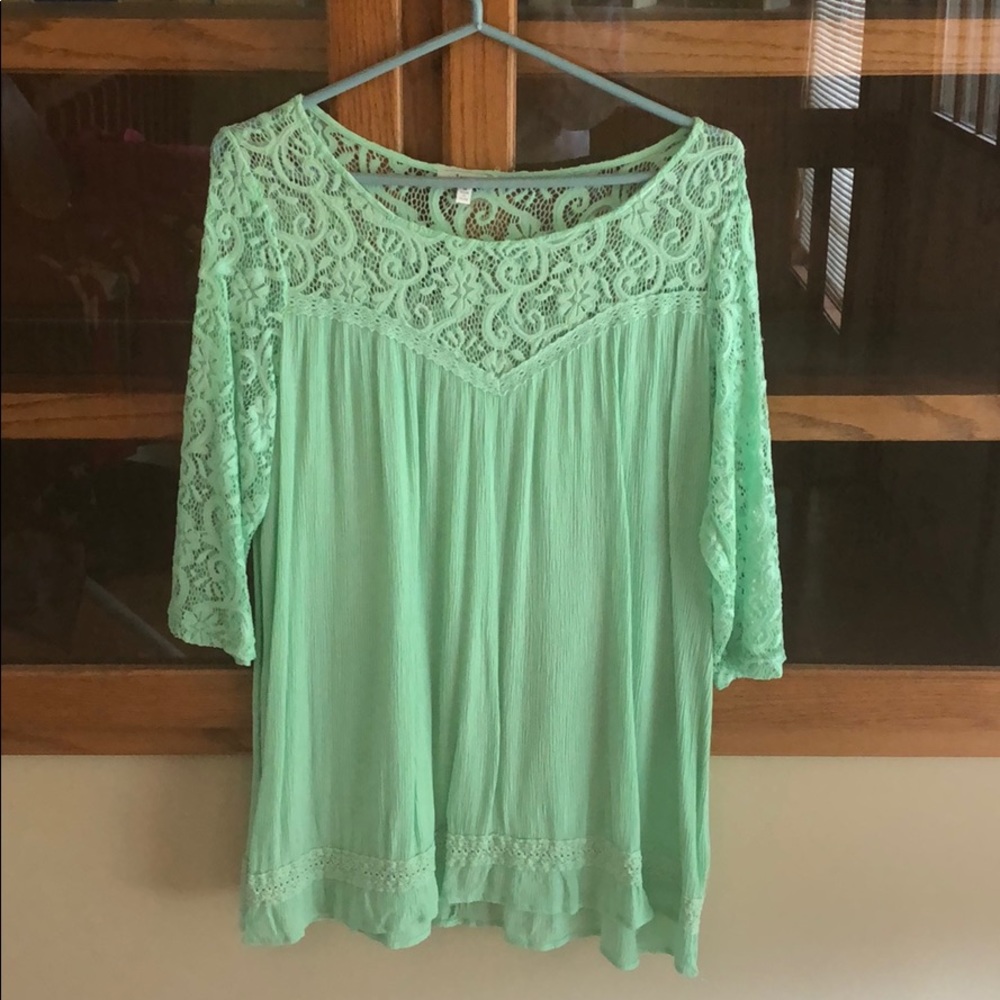 Seafoam green lace tunic